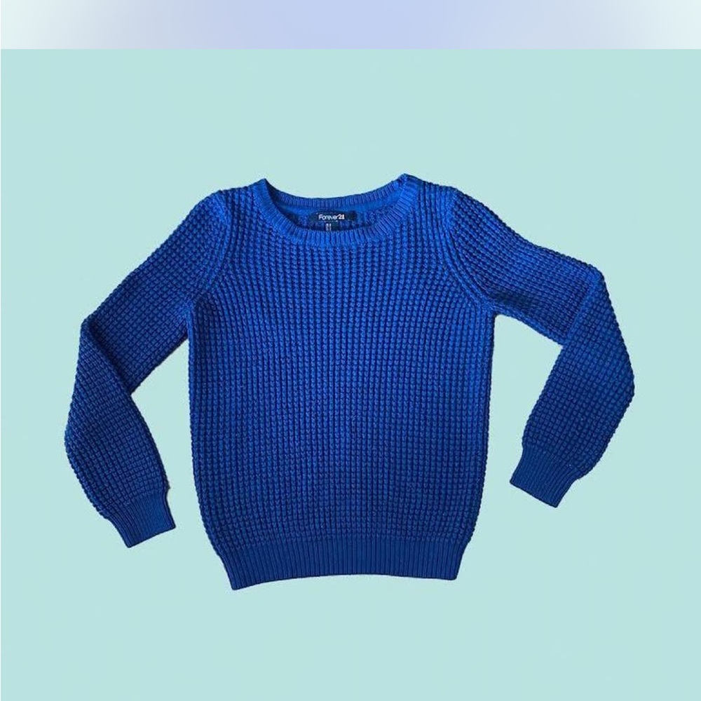 Forever 21 Vibrant Blue Crew Neck Sweater